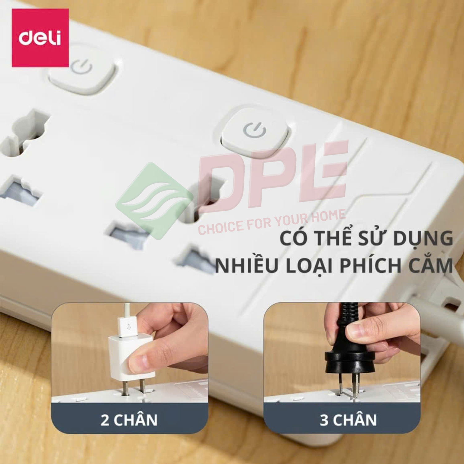 Ổ cắm điện 4 c&ocirc;ng tắc, 2 USB, 1 TypeC 2.1A - M&agrave;u Trắng