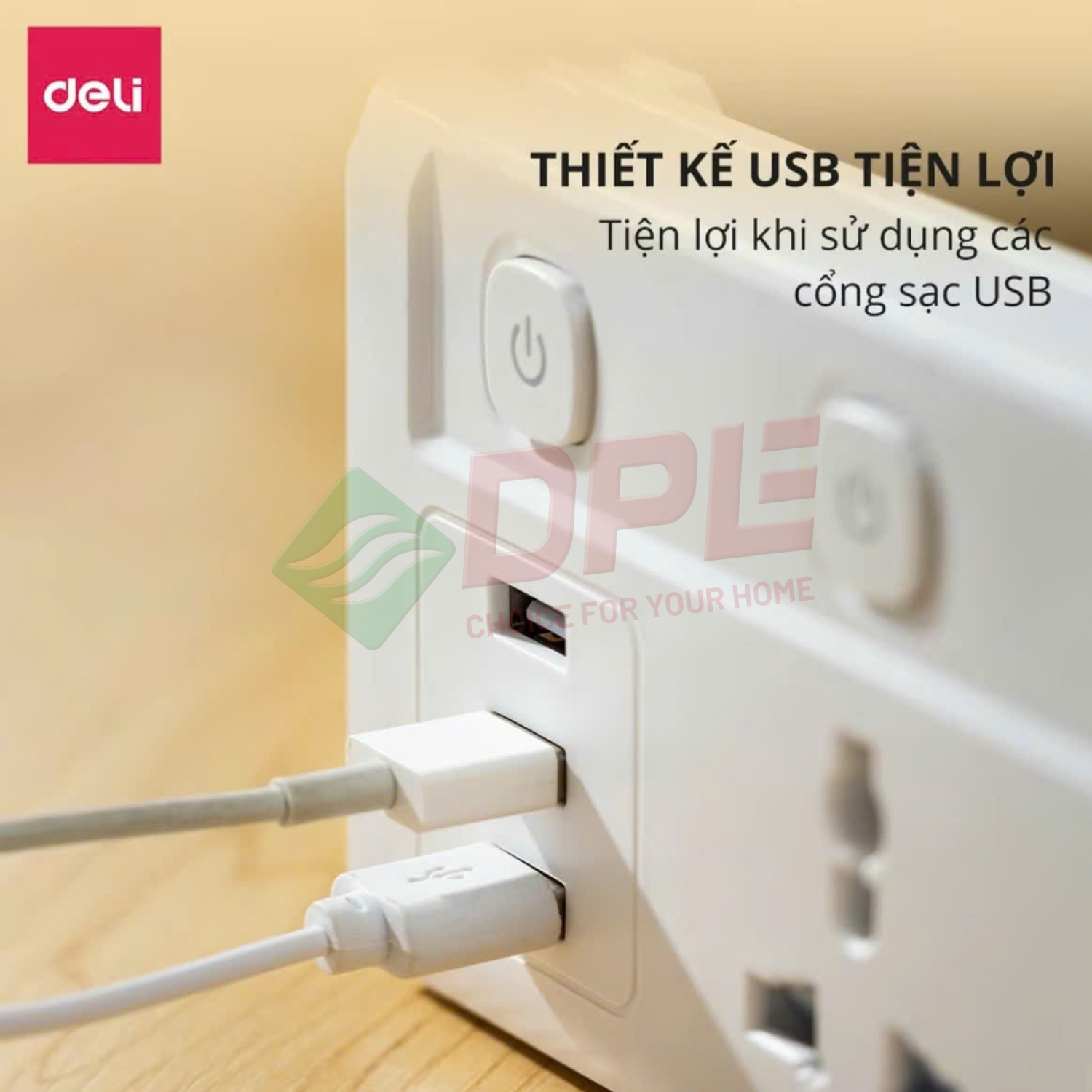 Ổ cắm điện 4 c&ocirc;ng tắc, 2 USB, 1 TypeC 2.1A - M&agrave;u Trắng