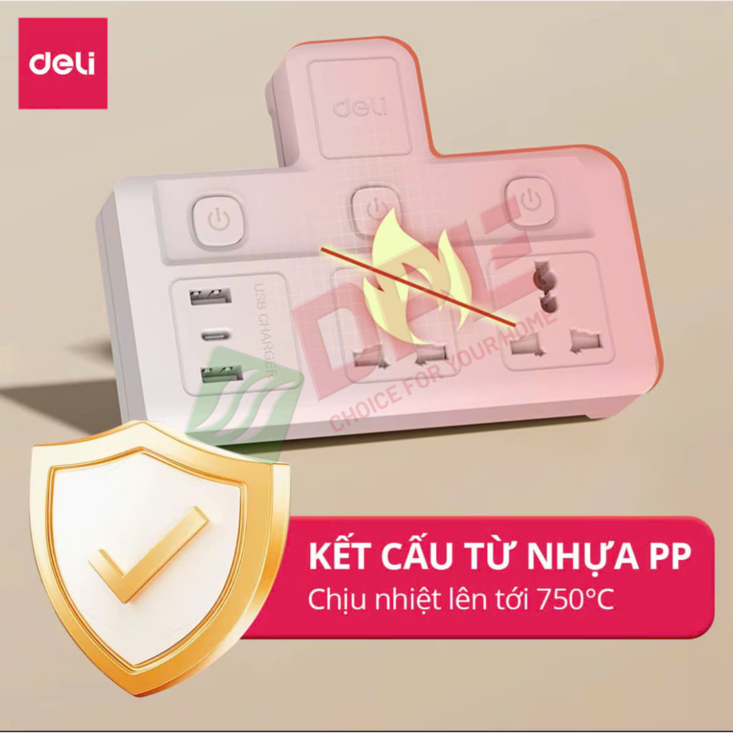 &Ocirc; cắm điện chữ T 3 c&ocirc;ng tắc 1 nguồn
