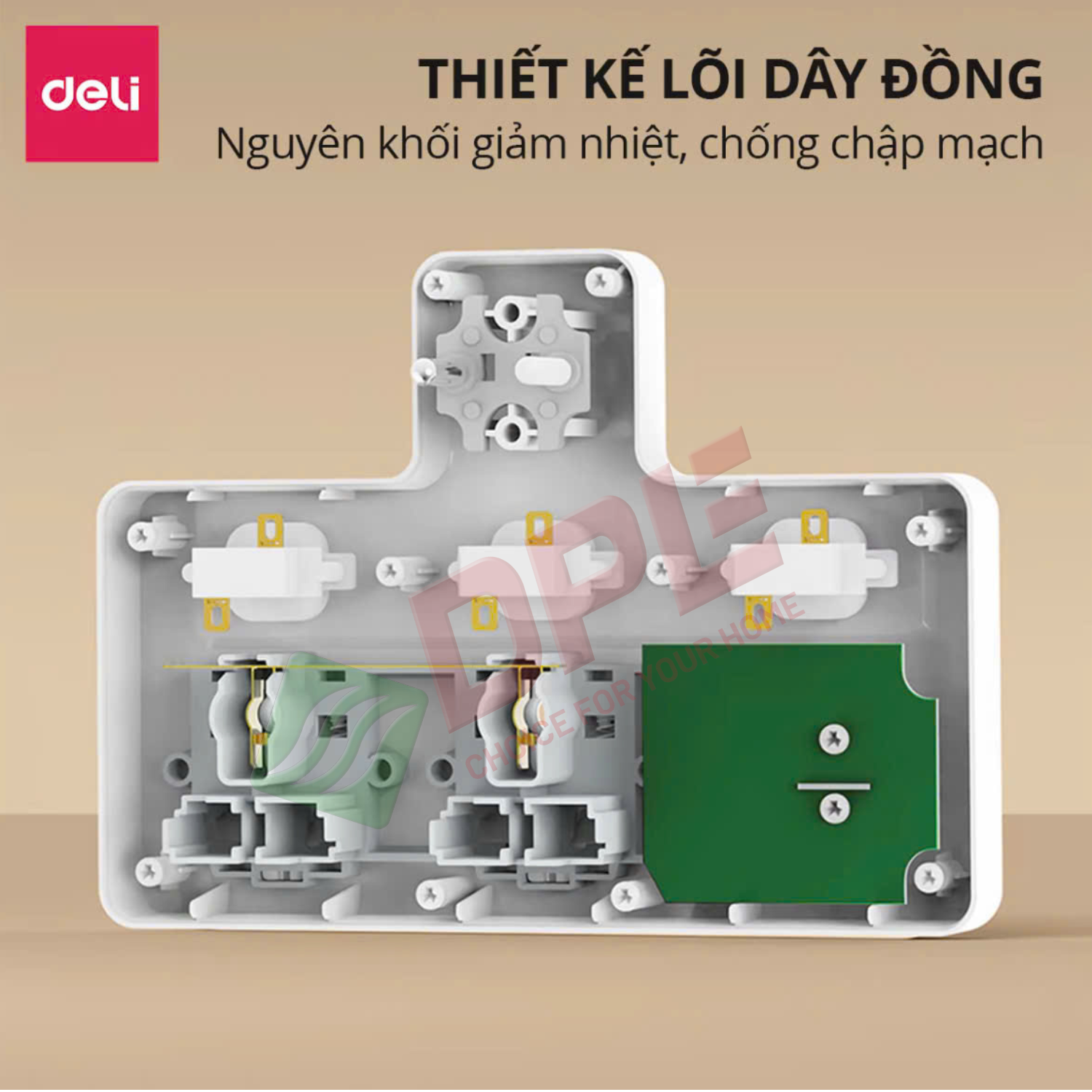 &Ocirc; cắm điện chữ T 3 c&ocirc;ng tắc 1 nguồn
