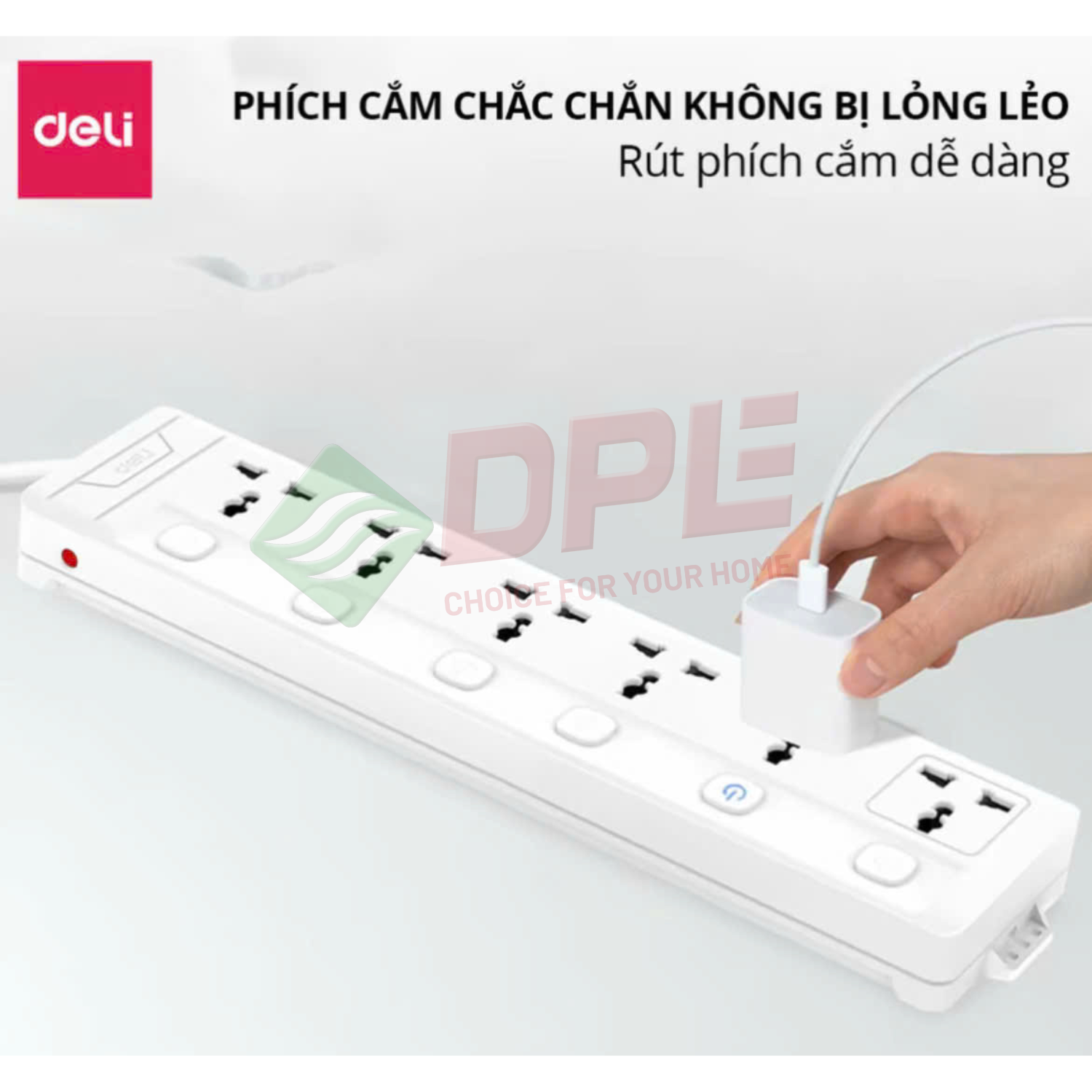 Ổ cắm điện 4 c&ocirc;ng tắc 4 nguồn ri&ecirc;ng d&acirc;y 5m - M&agrave;u trắng