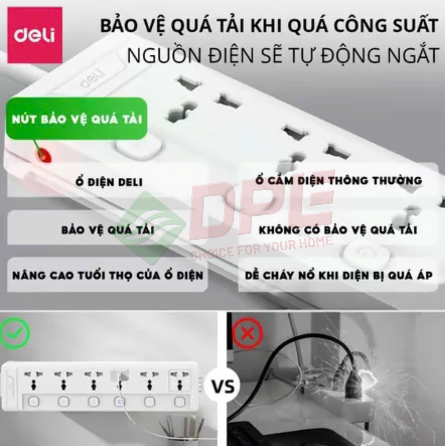 Ổ cắm điện 4 c&ocirc;ng tắc 4 nguồn ri&ecirc;ng d&acirc;y 5m - M&agrave;u trắng