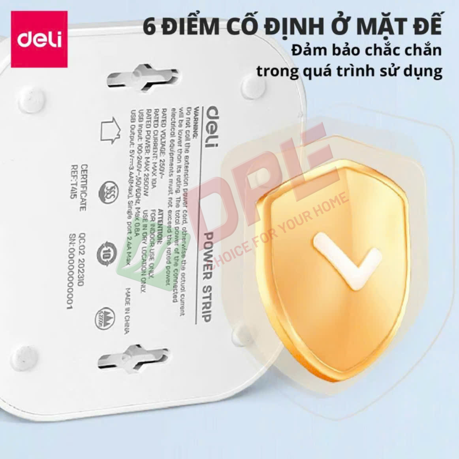 Ổ cắm trụ lập phương 8 c&ocirc;ng tắc 1 nguồn 2 USB 2 TypeC d&acirc;y 3m - M&agrave;u Trắng