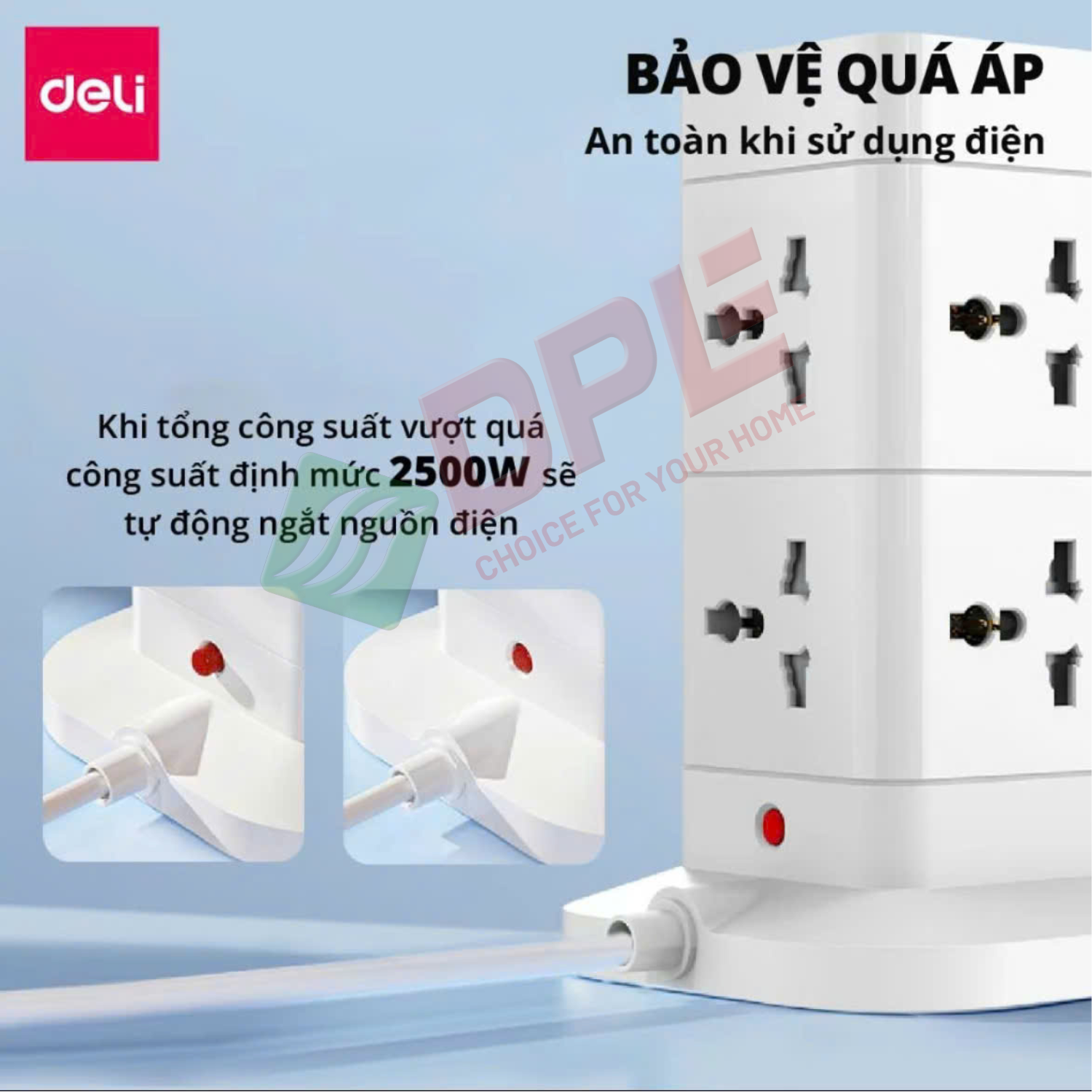 Ổ cắm trụ lập phương 8 c&ocirc;ng tắc 1 nguồn 2 USB 2 TypeC d&acirc;y 3m - M&agrave;u Trắng