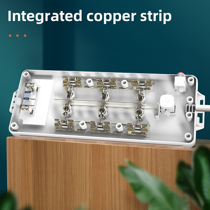 Ổ cắm điện 6 ổ, 2 USB, 2 TypeC, d&acirc;y 2m - M&agrave;u Trắng