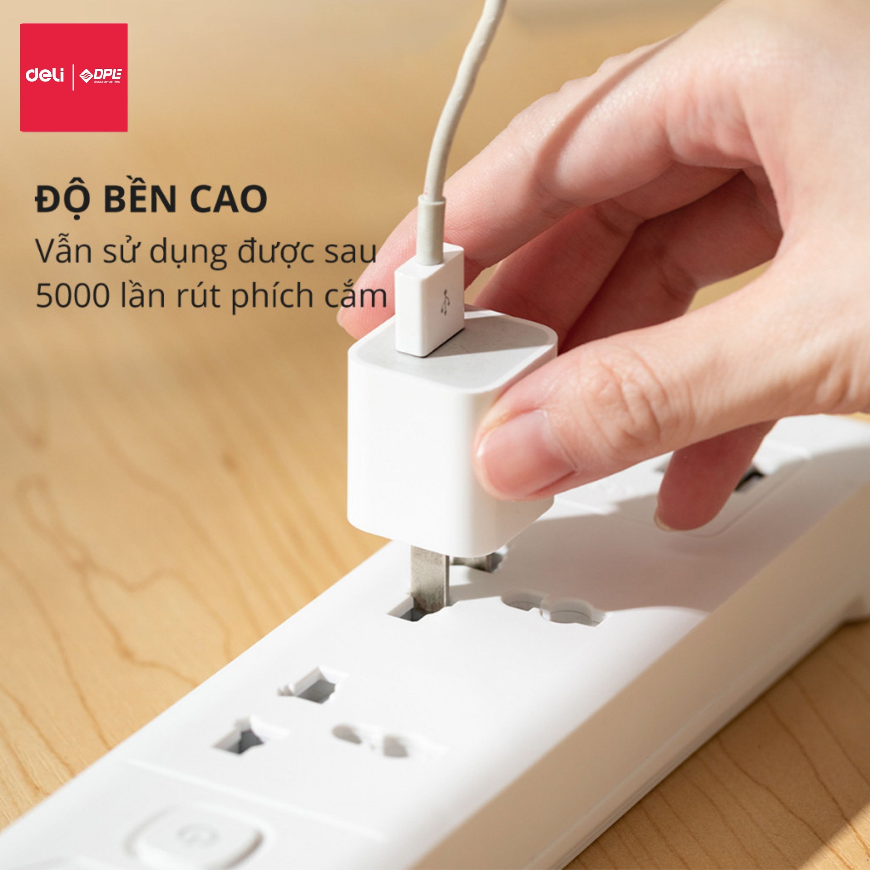 Ổ cắm điện 3 c&ocirc;ng tắc 1 nguồn d&acirc;y d&agrave;i 5m - M&agrave;u trắng