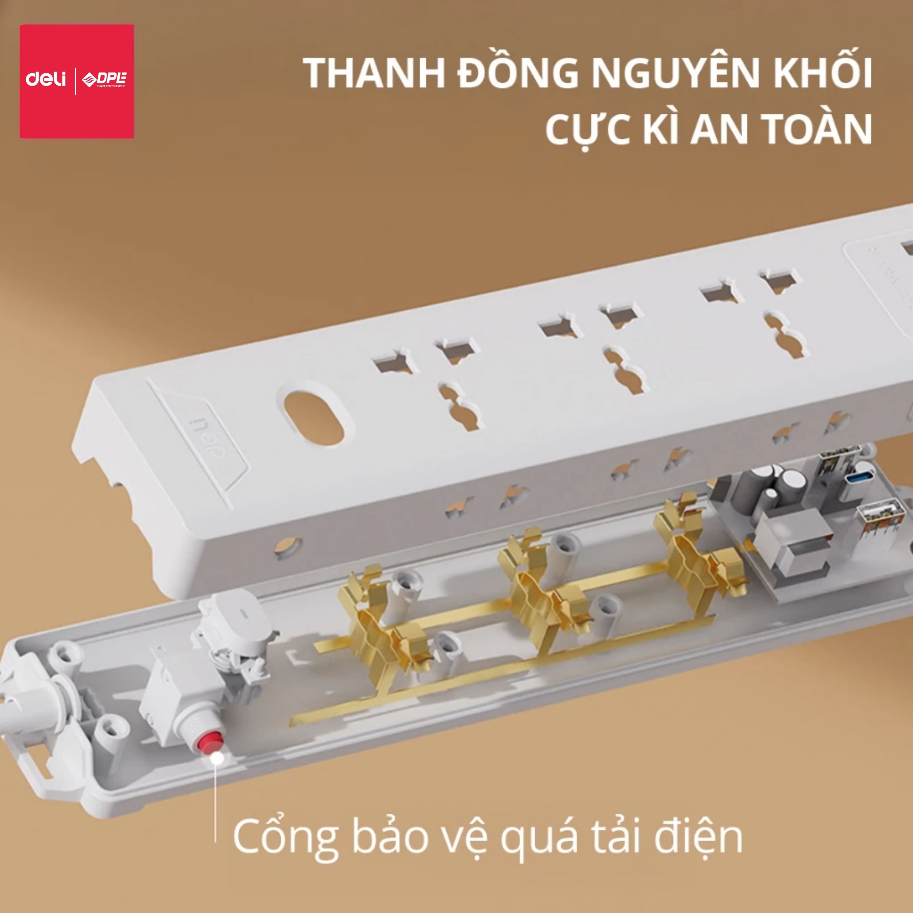 Ổ cắm điện 3 c&ocirc;ng tắc 1 nguồn d&acirc;y d&agrave;i 5m - M&agrave;u trắng