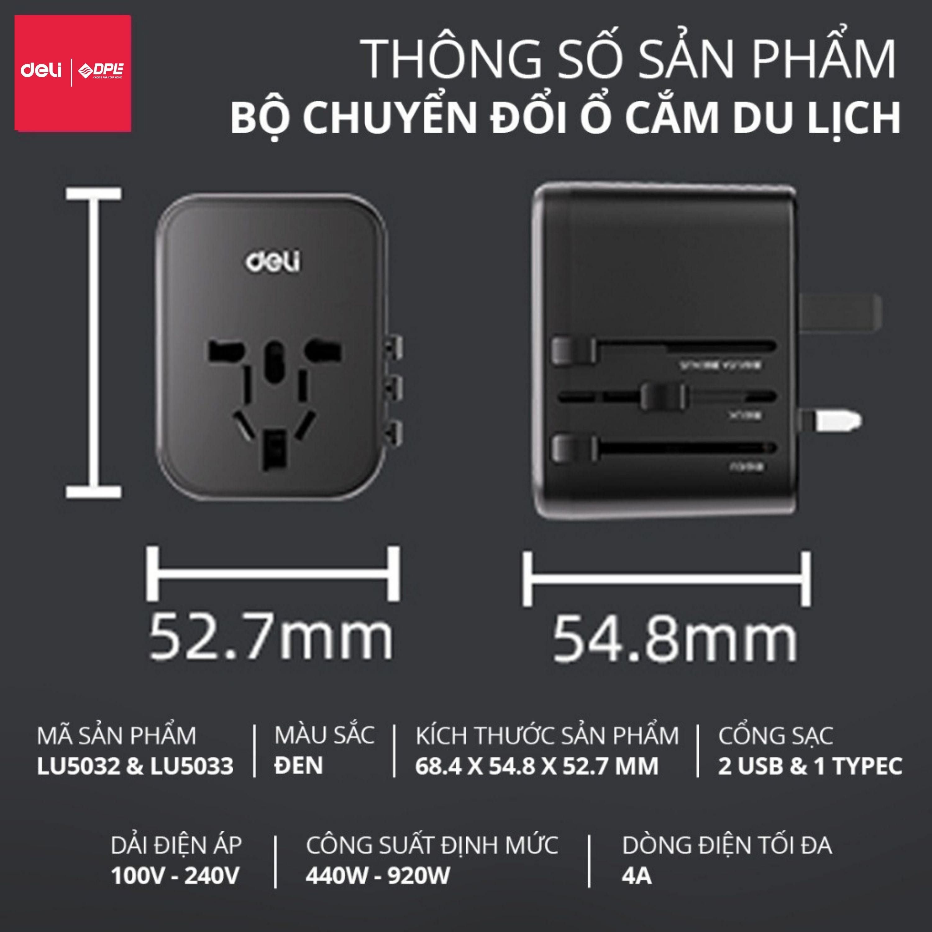 Ổ điện du lịch ph&ugrave; hợp hơn 150 quốc gia