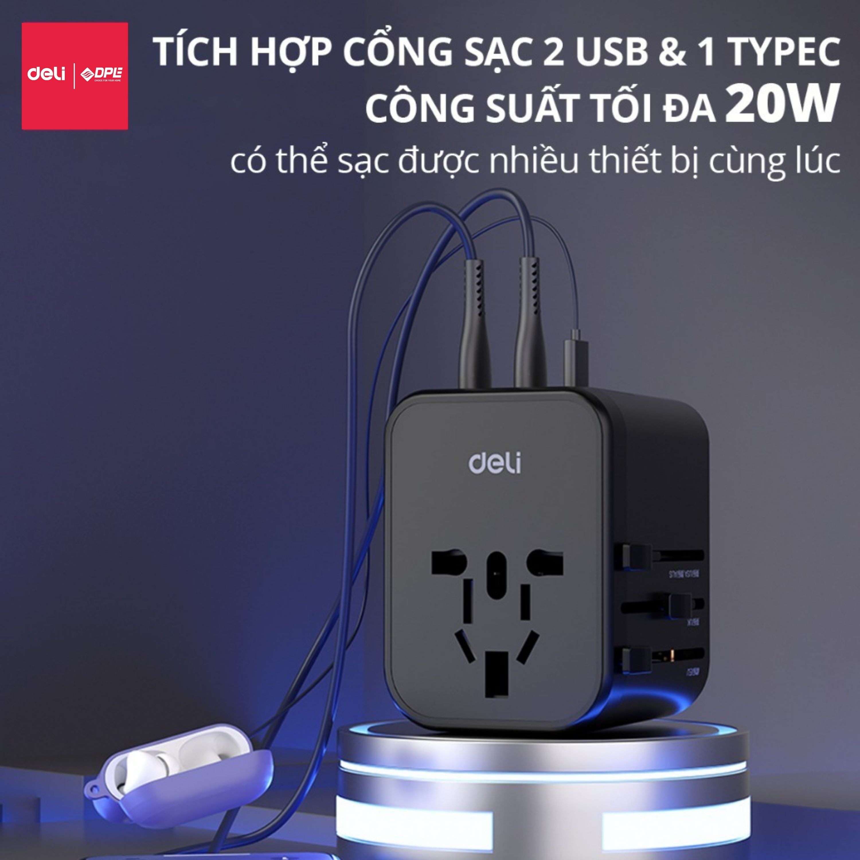 Ổ điện du lịch ph&ugrave; hợp hơn 150 quốc gia