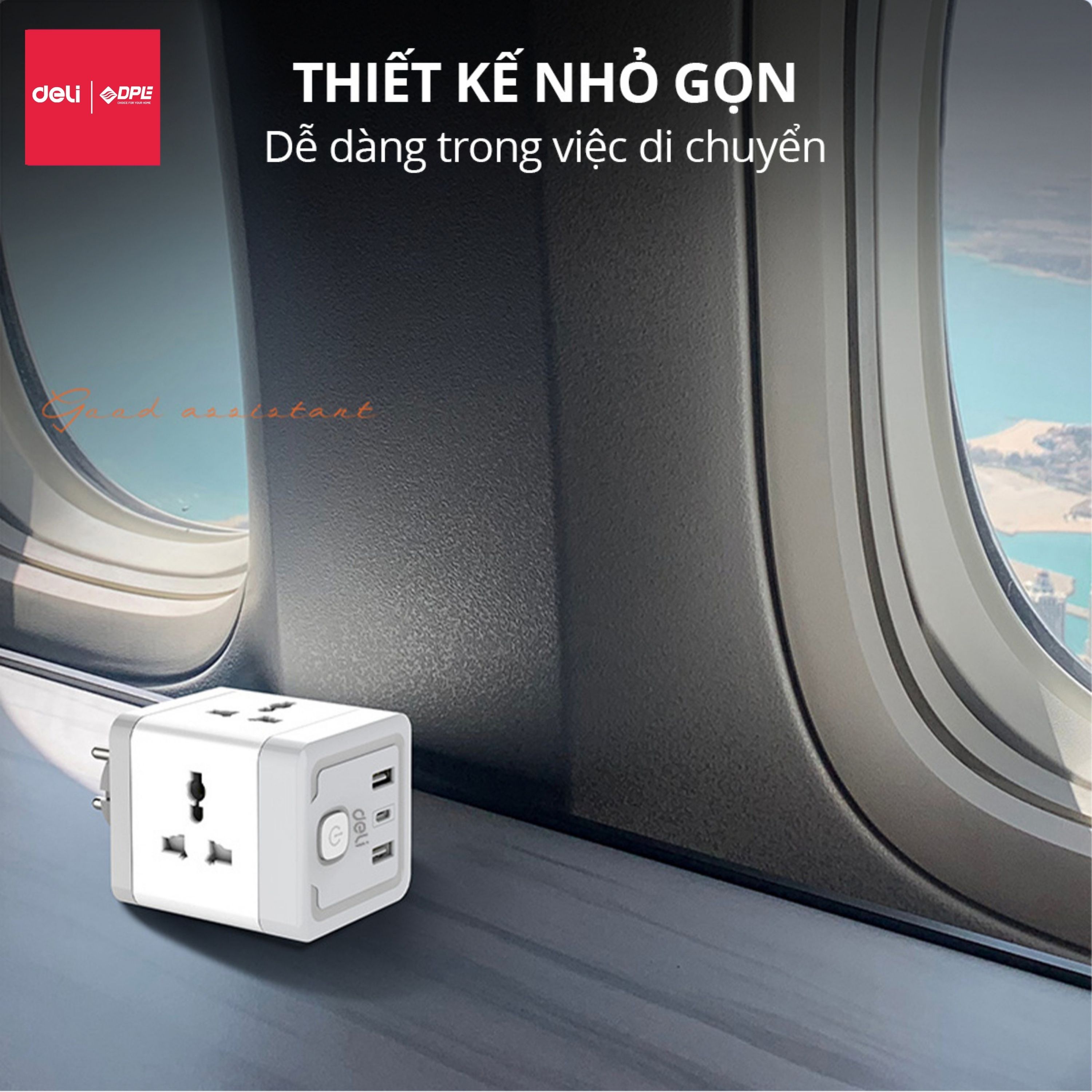 Ổ chia điện 1 ra 4 h&igrave;nh vu&ocirc;ng t&iacute;ch hợp USB v&agrave; TypeC