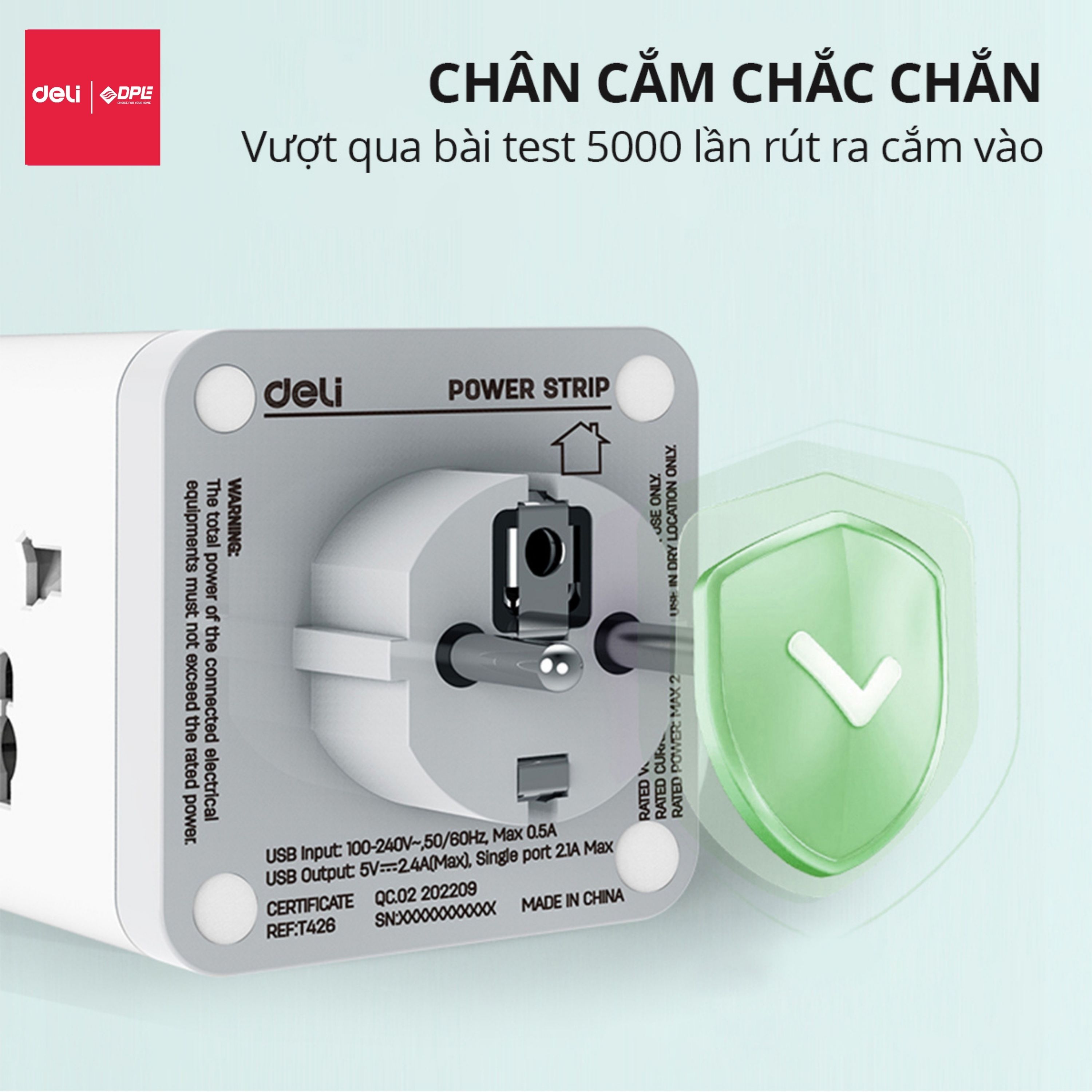 Ổ chia điện 1 ra 4 h&igrave;nh vu&ocirc;ng t&iacute;ch hợp USB v&agrave; TypeC